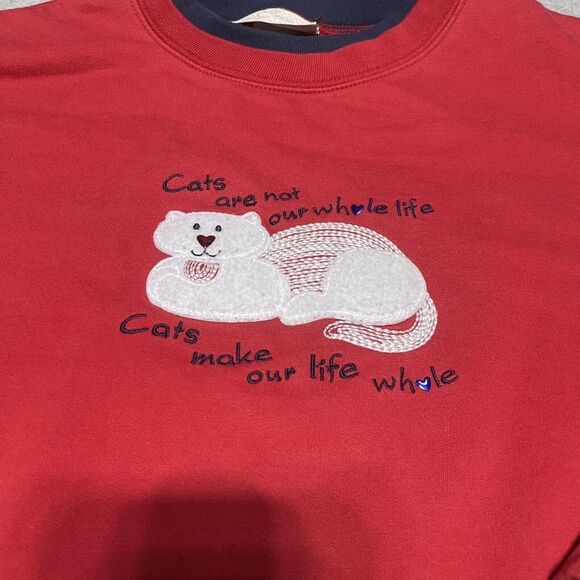 Vintage MC Sportswear Sweatshirt Womens Medium Red Cat Embroidered - Picture 2 of 8